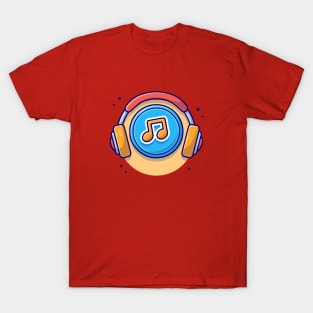 Music Notes Icon with Headphones Music Cartoon Vector Icon Illustration (2) T-Shirt